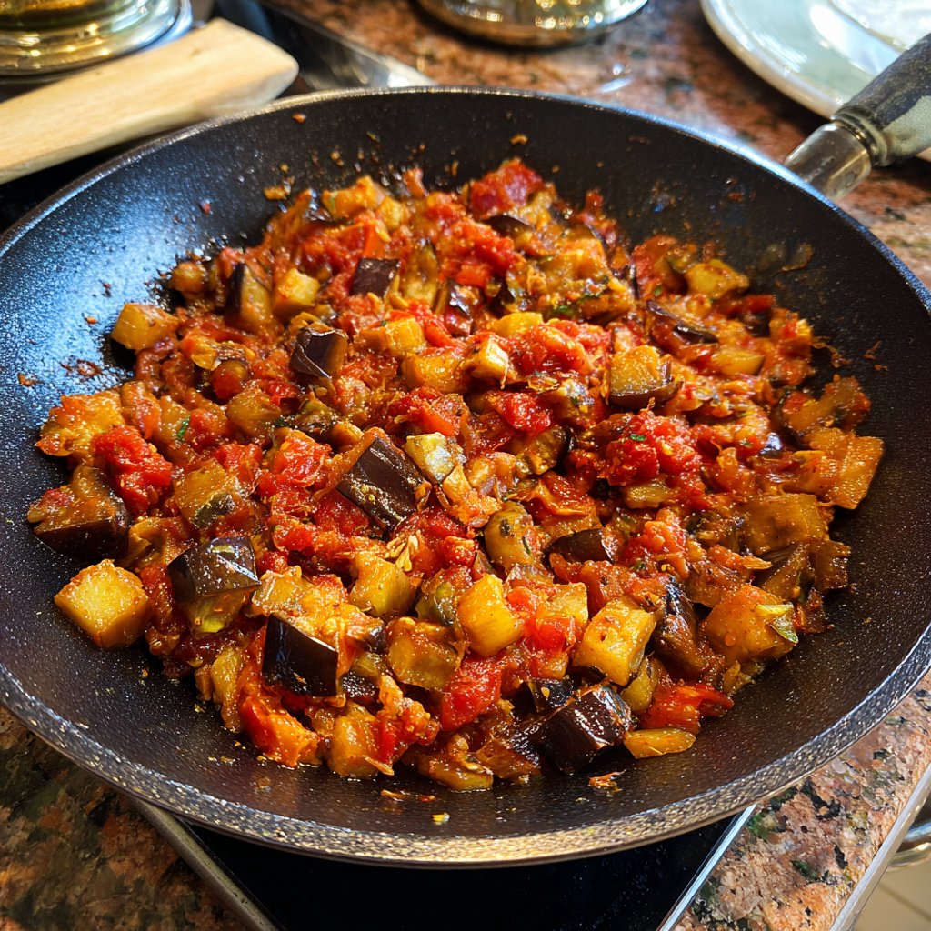 Auberginenpfanne mit mediterranen Gewürzen