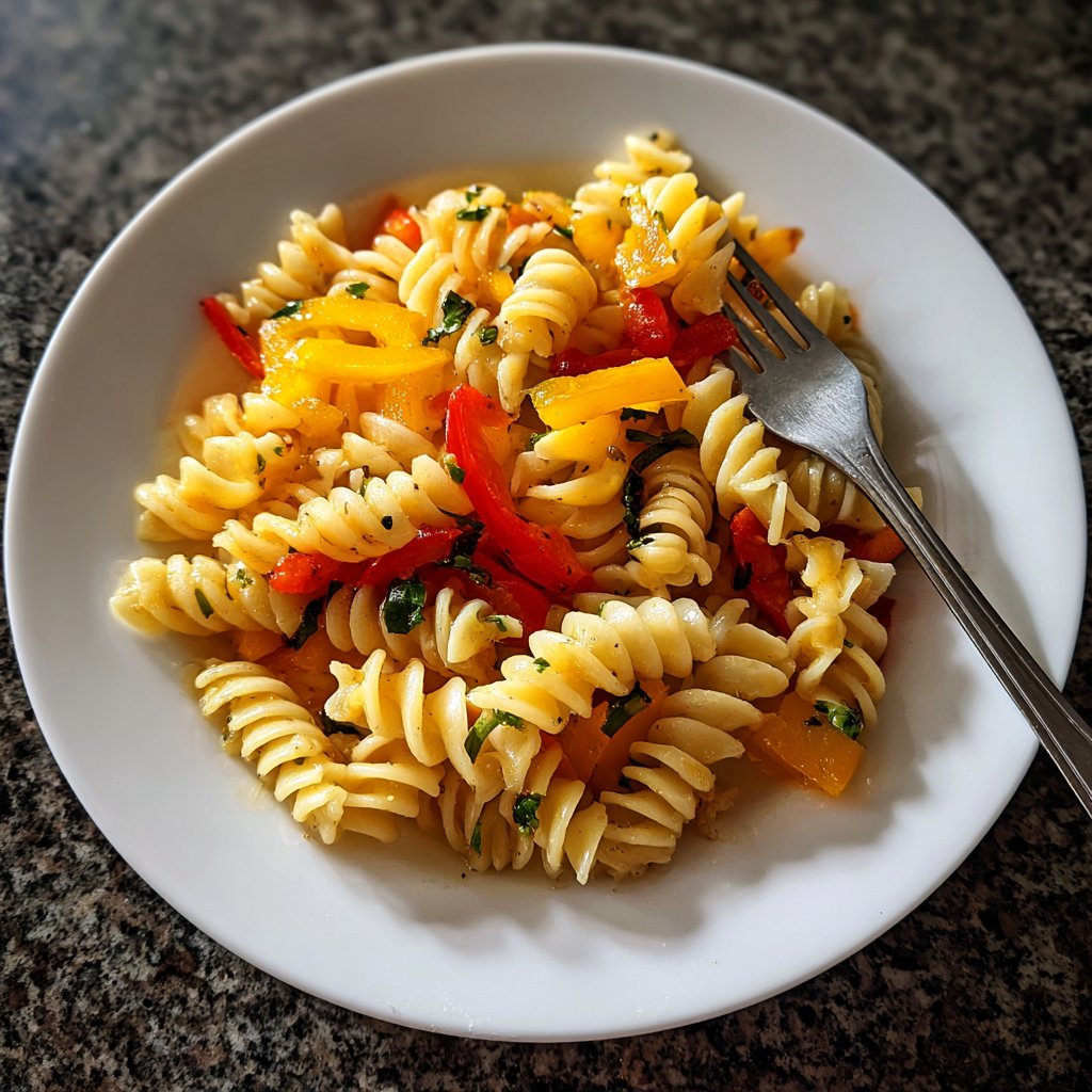 Abendessen mit Pasta und Gemüse