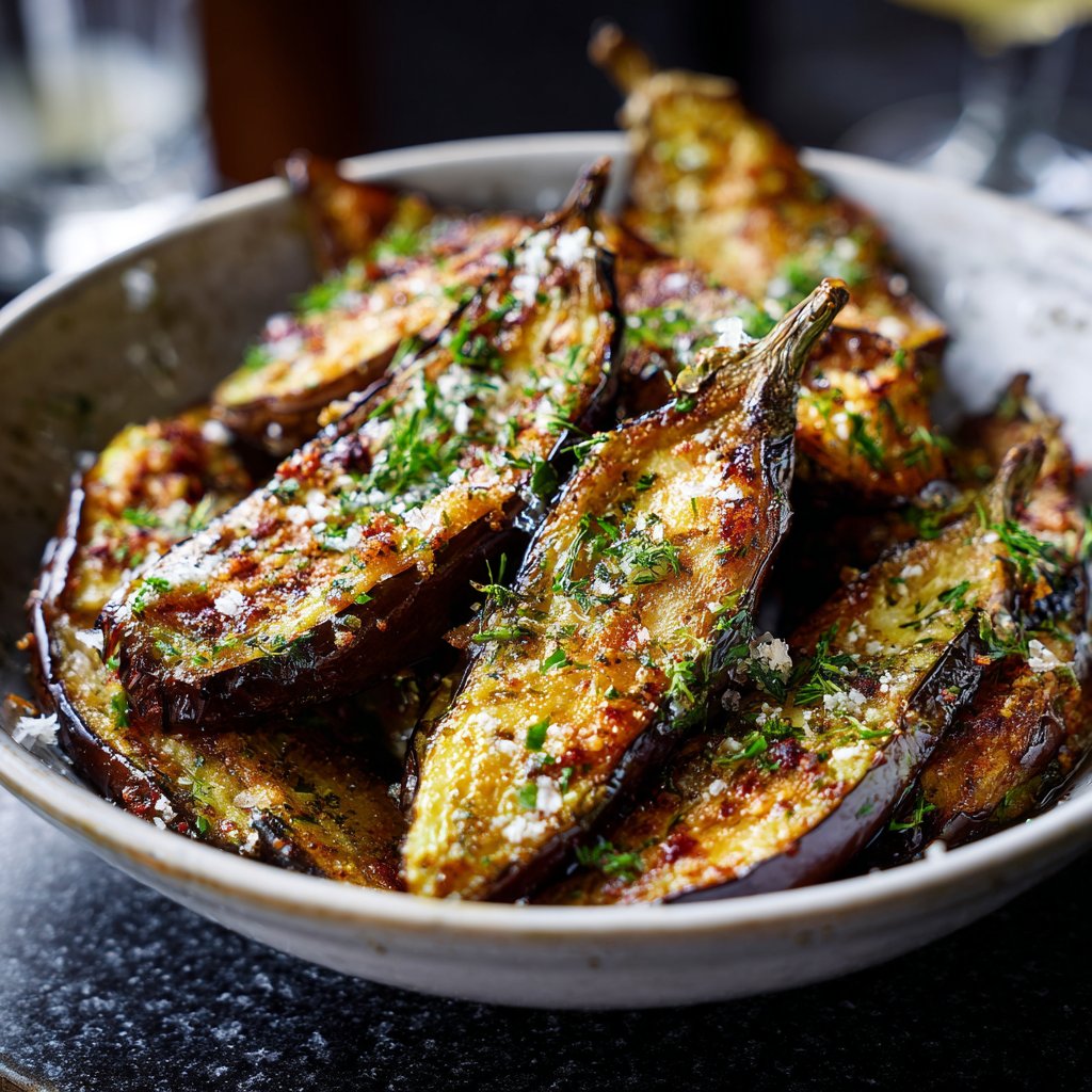 Auberginen aus der Pfanne mit Kräutern