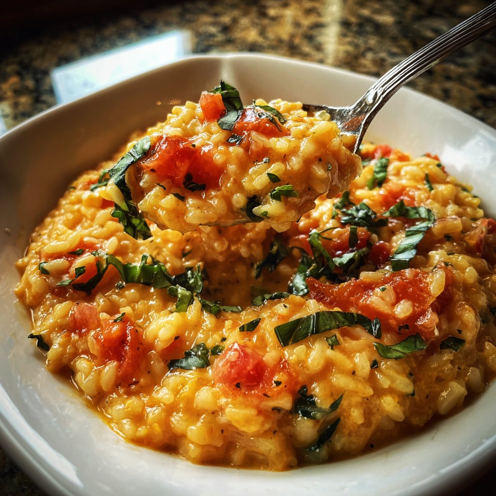 Risotto mit Tomaten und Basilikum