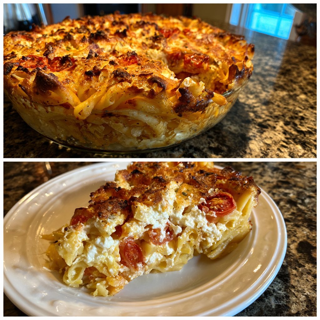 Nudelauflauf mit Tomaten und Feta