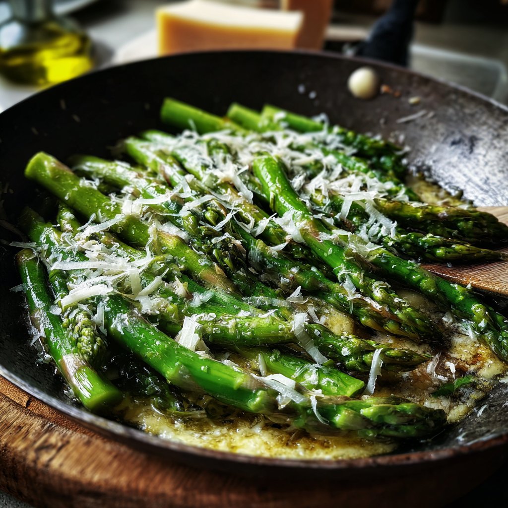 Grüner Spargel Pfanne Mit Parmesan